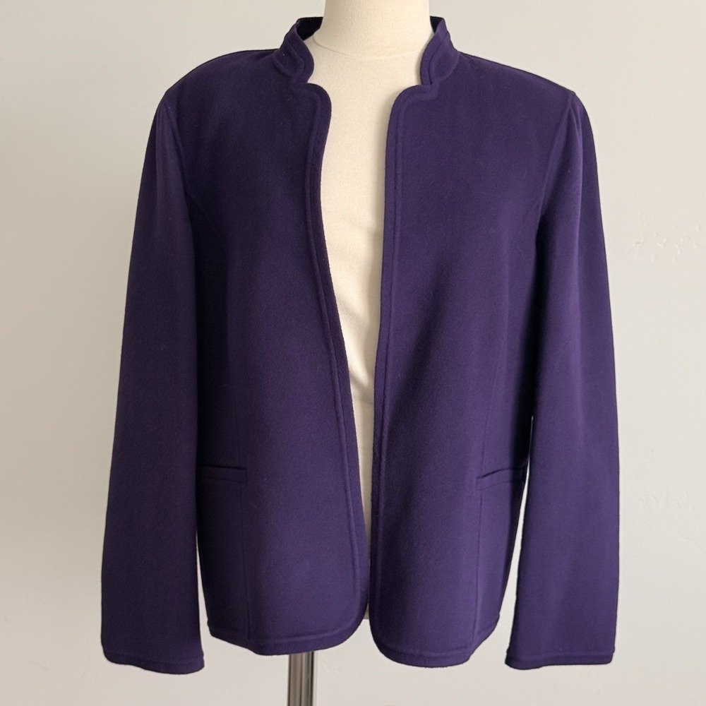 VTG Talbots Jacket 10P Purple Open Front Wool Work Career Blazer Pirate Piet